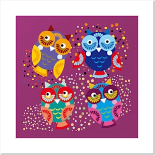 Bright colorful owls (2) Posters and Art